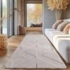 SIMPEX, Tappeto Crema Monocromatico Stile Boho Scandinavo 80x250 cm, Tappeto Decorativo Morbido e Facile da Mantenere, Lavabile, Effetto 3D, Per Soggiorno e Camera da Letto