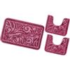 emmevi Tappeto Bagno Damascato Parure Set 3 Pezzi Morbido Soffice Assorbente Antiscivolo Lavabile Porpora