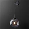 WDBZTJ Lampada Da Parete Moderna, Applique Da Parete in Vetro Grigio Fumo, Finitura in Ottone Vintage, Lampada a Muro Regolabile in Lunghezza Per Soggiorno Camera Da Letto Bagno Vanità,Nero,20cm