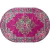 Rururug Tappeto Ovale Pelo Corto Corridoio Passatoia Cucina Decorativo camera da letto soggiorno Runner Ufficio Entrata Casa,Fucsia floreale vintage Oval 90 x 150 cm