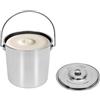 DHQCQL Secchio con coperchio, contenitore in acciaio inox con coperchio, rotondo, secchio da cucina con manico per alimenti, chimico, adatto (12 litri)