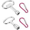 QUARKZMAN 2Pz Chiave Triangolare Bidone Spazzatura Metallo Argentato Chiave Triangolare con Portachiavi Rosso Rosa Set per Contatore Acqua e Elettricità Bidone Spazzatura (Grande e Piccolo)