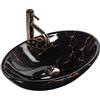 Rea - Lavabo Da Appoggio Pamela Lavandino Bagno In Marmo Nero Lucido 530 X 330 X 150 mm Ceramica (Imitazione Pietra)
