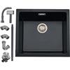 iAnomla Lavello da Cucina 45 x 45 cm, Lavandino Cucina in Granito, iAnomla Nero Vasca Singola da incasso adatto per mobili sottolavello da 45 cm di larghezza, Lavabo Cucina Nero con Sifone, Moderno