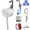 Mocoli Lavabo da Parete in Plastica con Rubinetto Miscelatore, Set Completo con Tubi di Scarico e Alimentazione Lavandino Compatto per Bagno Giardino e Campeggio (Bianco)