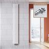 ELEGANT - Radiatore verticale di design, colore: bianco, 1600 x 236 mm, con termostato multiblocco, cromato, monostrato, collegamento centrale, scaldasalviette