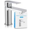 Bächlein Rubinetto da bagno Edessa dal design moderno, miscelatore monocomando con cartuccia in ceramica durevole e kit di montaggio, rubinetto da bagno cromato