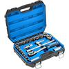 Högert Technik - Cassetta Attrezzi, Set Attrezzi, Valigetta Attrezzi, Kit Utensili, Kit Attrezzi, Chiavi a Bussola e Accessori, Acciaio Cr-V, Meccanismo a Crick con 72 Denti - HT1R410, 24 Pezzi