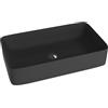LAVITA Pasana Black - Lavabo da appoggio, rettangolare, senza troppopieno e foro per rubinetto, in porcellana di alta qualità, 60,5 x 34 x 11 cm, nero opaco