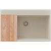 PRIMAGRAN Lavello da Cucina Tutto Beige 78x50cm, Lavandino in Granito a 1 vasca + Set di accessori, Lavabo da Cucina Incasso al Mobile 80cm - Riga S438