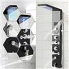 ISOISL Pannello doccia con rubinetto, pannello doccia in acciaio inox a 6 funzioni con display LED della temperatura, doccia a pioggia e cascata, doccetta, ugelli massaggianti e ingresso per vasca da