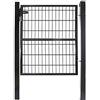 UISEBRT Cancello da Giardino in Acciaio Zincato antracite, Cancelletto da Giardino con palo e serratura, Cancello per Recinzione, porta di recinzione (125 x 100 cm)