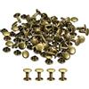QUARKZMAN 100 Set di Rivetti in Pelle, 6x8mm Rivetti a Doppia Testa in Metallo per Riparazione Fai da Te di Artigianato in Pelle Borse Cinture Scarpe, Tono Bronzo