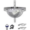 Generico Lavabo a parete,Lavabo angolare triangolare semicircolare con rubinetto | Lavello Multiuso In Acciaio - per ingresso, lavanderia, giardino, patio, bagno, cucina, casa e appartamento