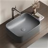 EMKE Lavabo da Appoggio Rettangolare 50,5 × 38 × 15 cm - Lavabo per WC Ospiti, Lavabo in Ceramica per Bagno,Grigio scuro opaco