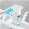 KenSyuInt Rubinetto per bagno a LED, miscelatore monocomando per lavabo, con sensore di temperatura, LED a cascata monocomando, per bagno, lavandino, colore: bianco