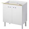 Negrari Arcobaleno Lavatoio Interno Misura 80x50 L80 P50 H85 cm Bianco Mobile Nobilitato Idrofugo Legno Vasca Resina Asse Lavaggio Polipropilene Sifone Autopulente Troppopieno Piedini Regolabili