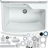 gospo Piscina di versamento del gospo, 61 cm x 44 cm x 23,5 cm, lavabo in plastica, lavaggio con overflow, sifone, lavandino tra cui accessori, bagno, lavandino da giardino (bianco/grigio)