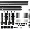 LANTUS Kit porta scorrevole sistema galanding,Set di pulegge per binari a sospensione porta fienile da 366 cm (quattro sezioni fiore prugna) (classico) installazione a due porte
