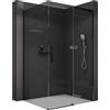 BERNSTEIN Cabina doccia con porta scorrevole Doccia ad angolo DX906 FLEX Nero opaco - Porta x larghezza: 120x100 cm Vetro doccia grigio in cristallo di sicurezza temperato da 8 mm con NANO