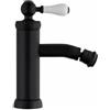 Yellowshop - Miscelatore bagno completo rubinetteria Como retrò vintage leva pomo bianco lavabo bidet vasca e doccia incasso esterno in ottone nero flessibile inox Made in italy (Bidet)