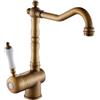 LAKKOAKOAA Rubinetto Cucina Rubinetto Lavello, Anticato Vintage Stile Girevole A 360 ° Monocomando Ottone Miscelatore Cucina Con Regolazione Caldo E Freddo, Rubinetto Lavello Cucina, Bronzo