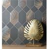 GAULAN 681282 - Carta da parati lavabile geometrico pannello esagonale con foglie tropicali per pareti soggiorno camera da letto corridoio sala da pranzo - Rotolo di 10 m x 0,53 m
