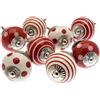 Mango Tree Set di 8 pomelli decorativi per credenze, colore rosso e bianco, a pois, in ceramica, per porte e cassetti, stile vintage