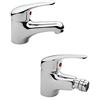 ELETTROFERRO MISCELATORE BIDET + RUBINETTO LAVABO BAGNO CROMATO MONOCOMANDO FLESSIBILI