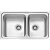 JASSFERRY Lavello da cucina 2 Vasca doppia in Acciaio Inox Spazzolato, incasso Lavandino, con set di rifiuti