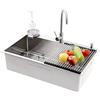 AIVANOTO Lavello Da Cucina Grande, Vasca Singola In Acciaio Inox 304 Con Cestello Di Scarico, Set Di Drenaggio, Nano Lavandino In Argento, Lavello Da Bar Da Cucina Da Appoggio O Filotop(A,70x50x22cm)