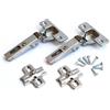 DMS Coppia Cerniere a Molla per Sportelli Cucina, Diametro Incasso 35 mm, Completa di Basette e Viti per Montaggio, Argento