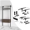 Emuca - Kit set staffe per 1 ripiano in legno, 1 modulo e 1 barra appendiabiti da 1 m, Zamak, Nero testurizzato