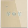 Lancoon Interruttore a Parete Tattile con Indicatore LED Blu Telecomando Intelligente Wireless Supporto per la Condivisione Della Famiglia Funzione Timer Cavo Neutro Richiesto(Oro,3 Gang)