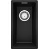 PRIMAGRAN Lavello da Cucina Nero 26x47cm, Lavandino in Granito a 1 vasca + Sifone Classico, Lavabo da Cucina Incasso al Mobile 30cm - London Slim S001