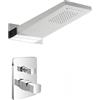 Inbagno Set doccia da incasso completo di miscelatore con deviatore e soffione a sbalzo 22x50 cm con cascata ed effetto pioggia, LOTUS