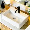NUESTRA VIDA Lavabo da appoggio rettangolare compatto, in ceramica bianca. Dimensioni: 40×29,5×12 cm. Con foro per rubinetto, senza troppopieno. Per bagni piccoli e ambienti ridotti.