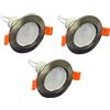 TOT Electric KIT X3 Faretti Completo di Ghiera GU10 E Portalampada in Ceramica 7 Watt 500 Lumen Ottima Qualità Alta Luminosità CONFEZIONE DA 3 Luce Calda 3000, Ghiera Acciaio Nickel