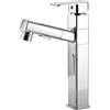 XJTNLB Rubinetto Bagno con Doccetta Estraibile Miscelatore Monocomando Lavabo in Ottone Rubinetti per Lavandini Bagno a 2 Modalità Rubinetto Lavabo Miscelatore Cromo-Quadrato,Alto