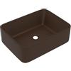 Tidyard Lavandino Lusso Lavello per Bagno,Cosmetici o Toilette,Lavabo da Appoggio in Ceramica,Lavandino da Appoggio,Lavabo in Ceramica,Lavello per nave,Lavandino Rettangolare Marrone Scuro 41x30x12 cm