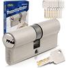 GERCAR Pro Chiusura simultanea, 1 cilindro di chiusura 45/45, Set 1 cilindro profilato, con 5 chiavi, serratura a cilindro da 90 mm, cilindro singolo, lunghezza 90 mm, A:45, B:45, ottone opaco
