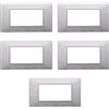 Electron CONFEZIONE DA 5 PLACCHE IN PLASTICA SATINATA, COMPATIBILE CON VIMAR PLANA, 4 MODULI/POSTI, COLORE BIANCO, DESIGN ELEGANTE E MODERNO, PER INTERRUTTORI/PRESE, TECNOPOLIMERO DI ALTA QUALITA'