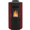 STUFE A PELLET ITALIA Boston 9 KW - Stufa ad Aria Ventilata Efficienza 91% Scalda 80m² Autonomia 21H Programmabile 5 Velocità e Potenze Garanzia 24 Mesi Rosso