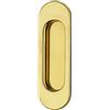 JUVA Maniglia per porta scorrevole, rotonda, maniglia di ingresso ovale, in ottone lucido, 3663, maniglia incassata, maniglia per mobili, 125 x 40 mm, 1 pezzo, maniglia porta dell'armadio con viti