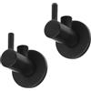 Inbagno Coppia di valvole d'arresto nero opaco con attacchi 1/2"G x 3/8"G, design tondo con leva di comando e connessioni standard
