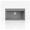 EVHOC Lavello Sopratop 86x51 cm, 1 Vasca, Lavandino in Kuarzite Vasca Unica per Cucina, Fascia Miscelatore Preforata, Made in Italy, Grigio Cemento, DESIDERATA L
