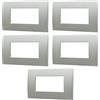 Electron 5 Placche, 4 moduli/posti, Compatibile Con Vimar Arke', argento silver, Placca rettangolari squadrate, Plastica di alta qualità, 100% compatibile con supporti e moduli originali
