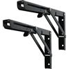 XINGWANGG 2x Staffe Pieghevoli per Tavolo da Muro,Staffe per Mensole Pesanti,Reggimensola Pieghevole di Forma Triangolare,Supporto per Mensola in Ferro,per Garage Balcone Cucina,con Viti (450mm/17.7in,Black)