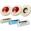 Lux Metal - Kit 2 Disco Lucidatura in Feltro 100 mm con Attacco M14 + 1 Lamellare 115 mm e 3 Pasta Abrasiva Lucidante 250 gr (A-B-C) Lucidare Alluminio Ferro Acciaio Inox Cromature Sgrossatura Metalli