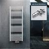 ELEGANT Radiatore da Bagno 1600x600mm Bianco Radiatore da Bagno con Attacco Centrale Radiatore Portasciugamani Scaldasalviette con Termostato Multiblocco Cromato